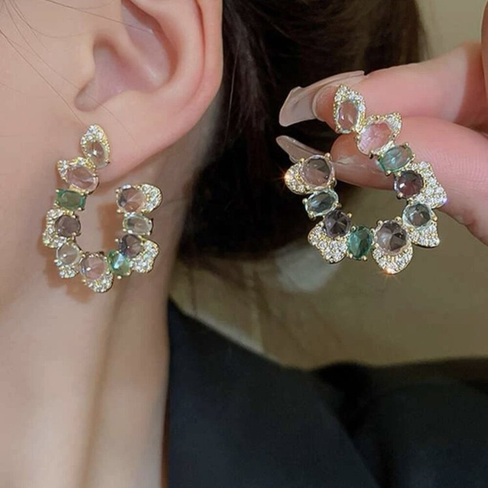 925 Sterling Silver Women's Cubic Zirconia Decor Stud Earrings For a Gift